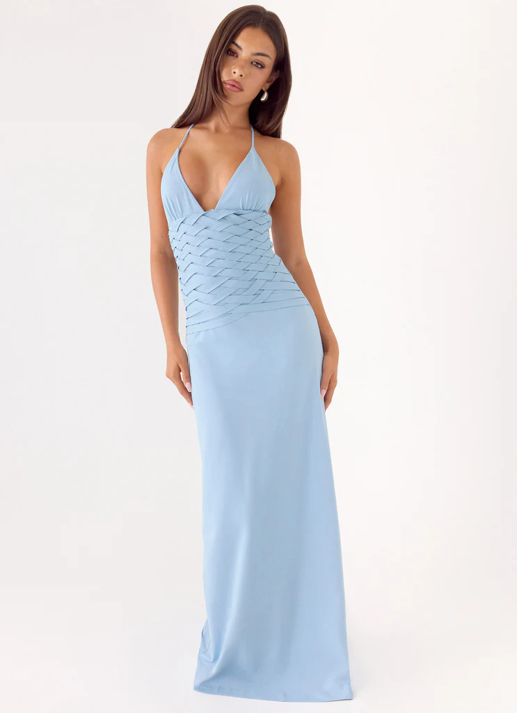 Abito Maxi in Tessuto Intrecciato Miliano - Blu