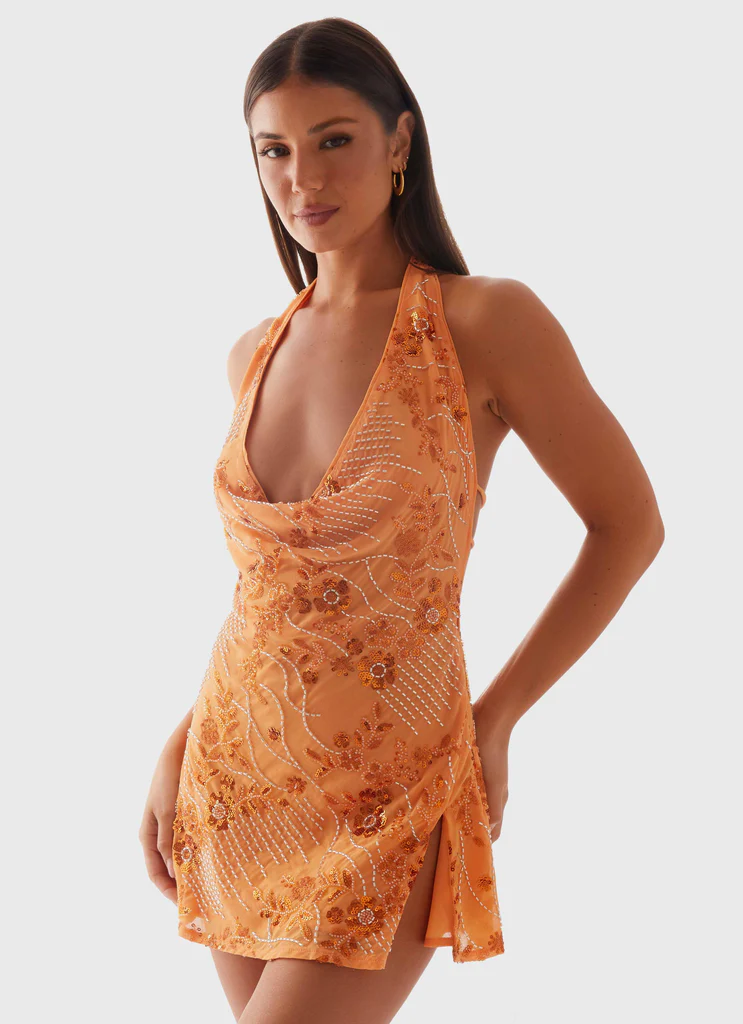 Vestito Mini Con Paillettes Cinzia – Arancione Vestito Mini Con Paillettes Cinzia - Arancione