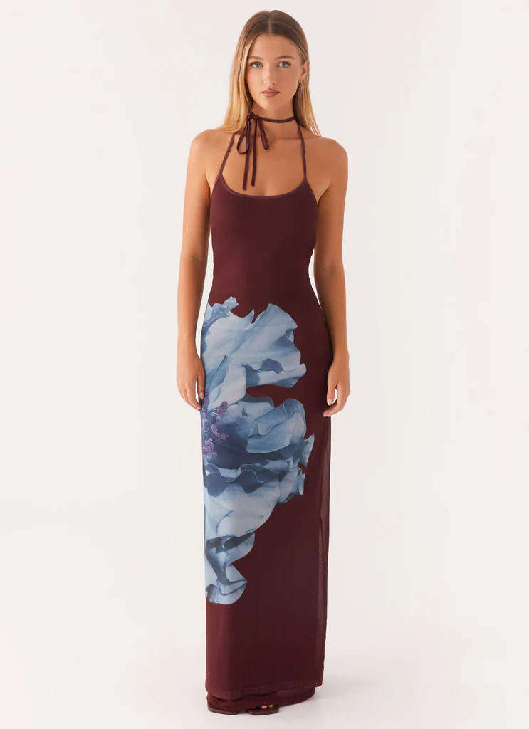 Abito Maxi con Spalline Dayana - Stampato Marrone