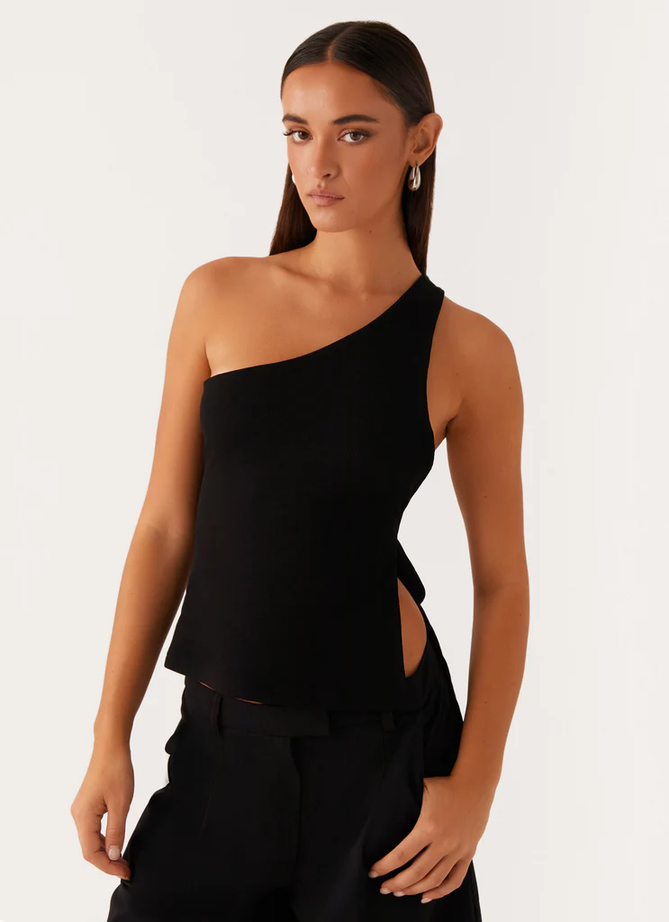 Top Safiya con Spalla Unica - Nero