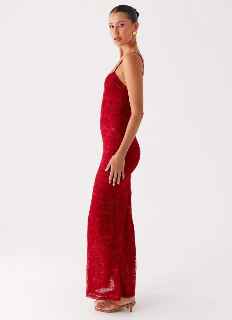 Abito Maxi Corset Rosa - Rosso