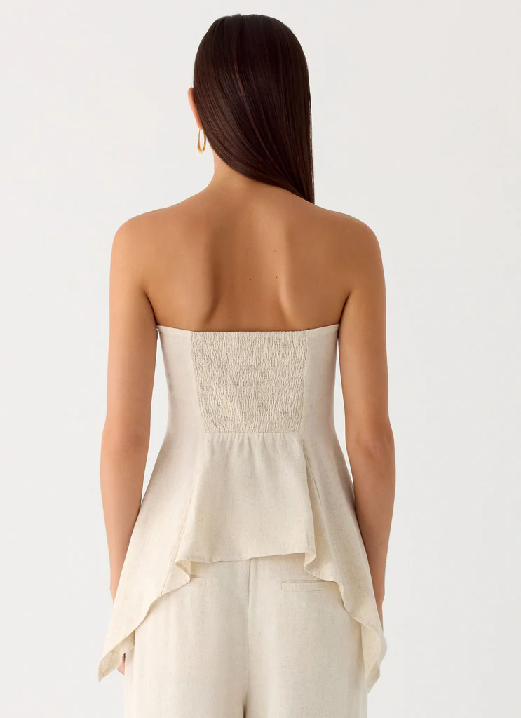Rossi Hanky Hem Top in Lino - Avena