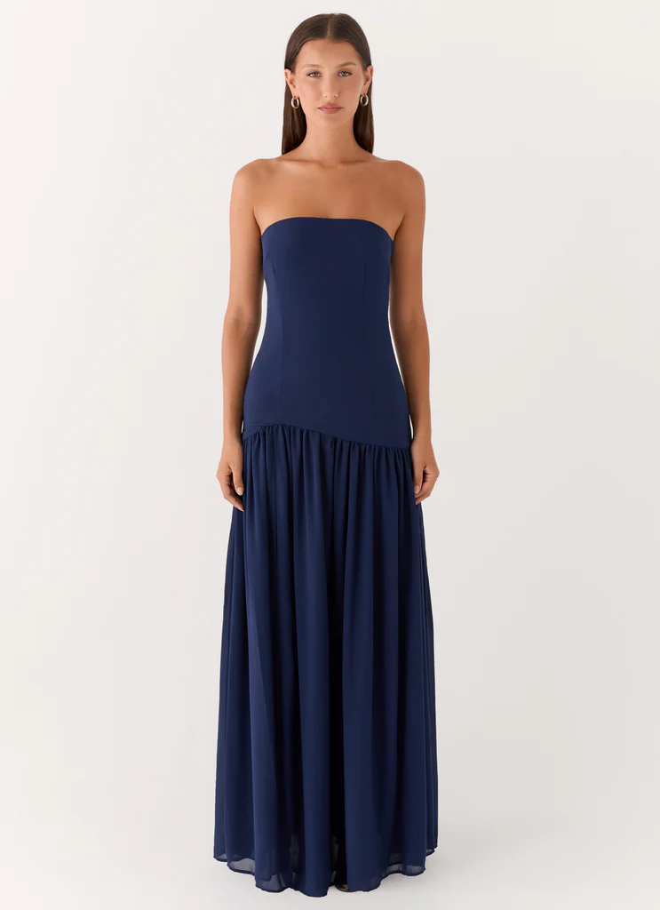 Abito Maxi Senza Spalline Eden - Blu Navy