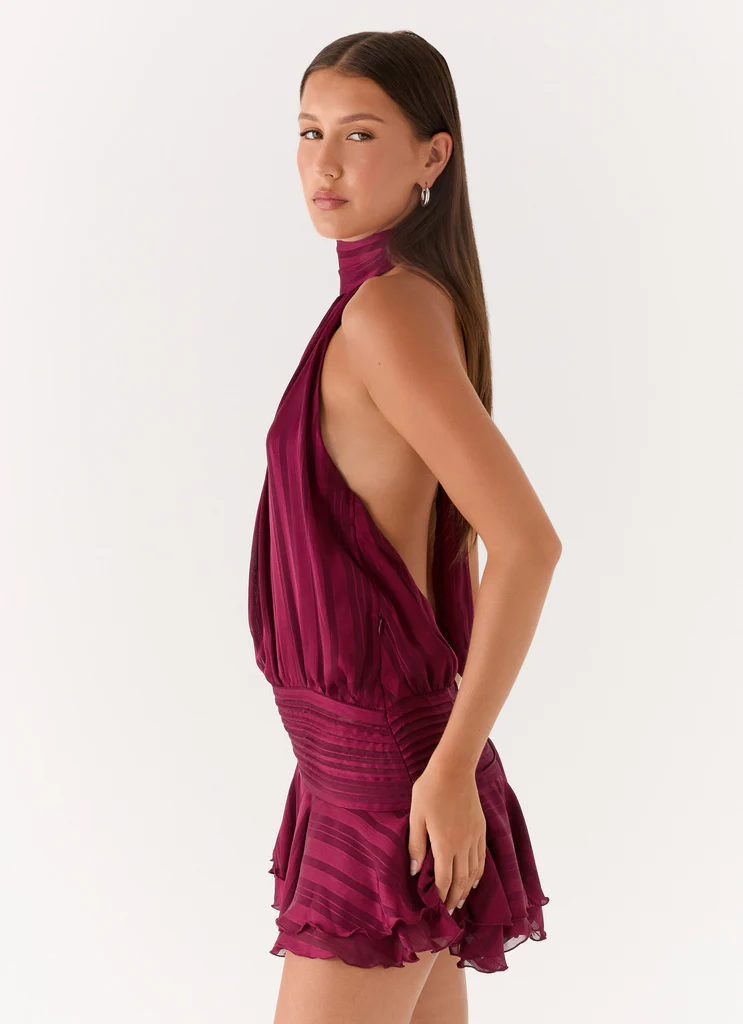 Vestito Mini in Chiffon Willow - Marrone