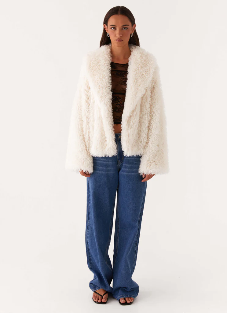 Giubbotto in pelliccia oversize Denver - Avorio