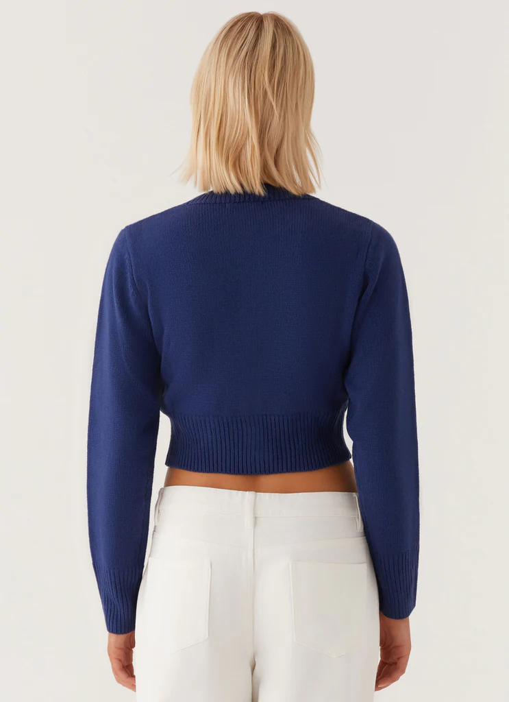 Cardigan in Lana Everest - Blu Navy