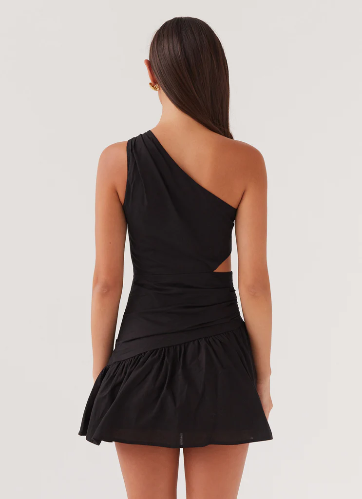 Sunkissed Hearts Abito Mini in Lino - Nero