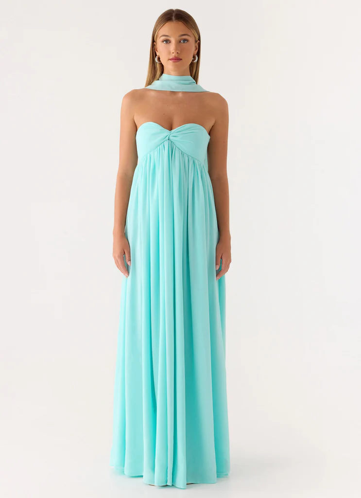 Abito Maxi con Sciarpa Celestino - Azzurro