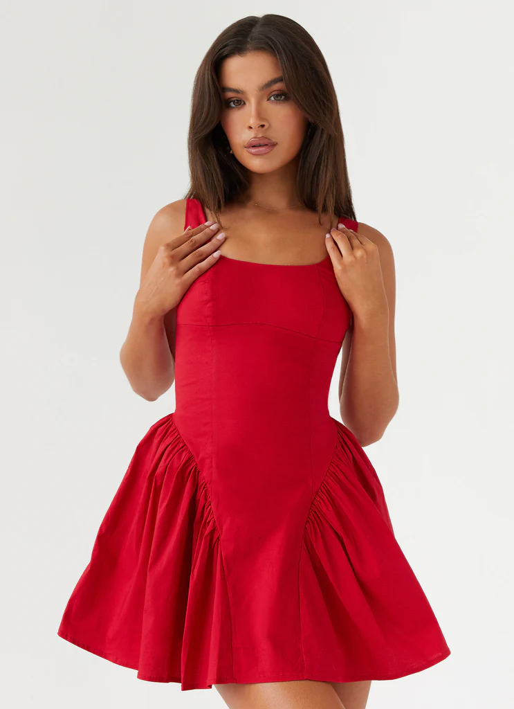 Sassy Soiree Corset Mini Dress - Rosso