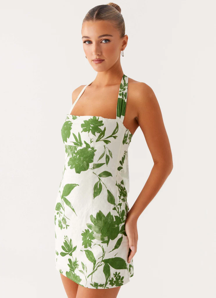 Vestito Mini in Cotone Melora - Fioritura Verde