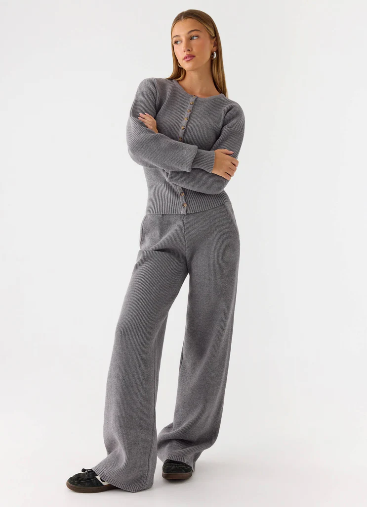 Cardigan A Maglia Con Cintura Harrison - Grigio Marle