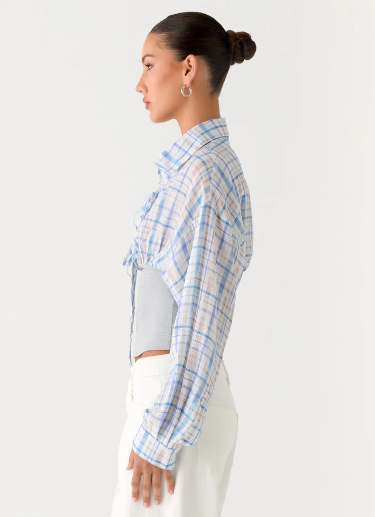 Camicia con Fondo Elastico Accelerate - Check Blu