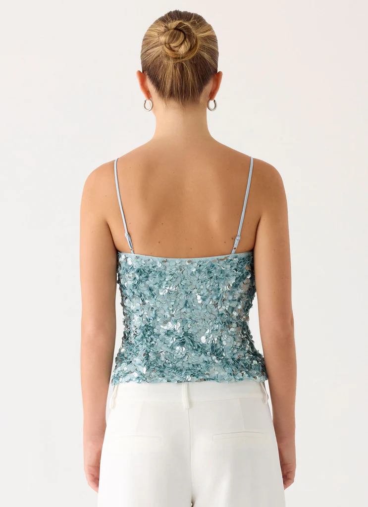 Top in Paillettes Alayna - Azzurro