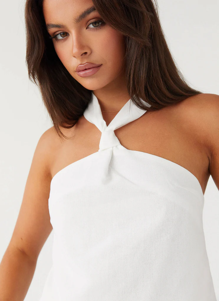 Top in Lino Keira – Bianco Top in Lino Keira - Bianco