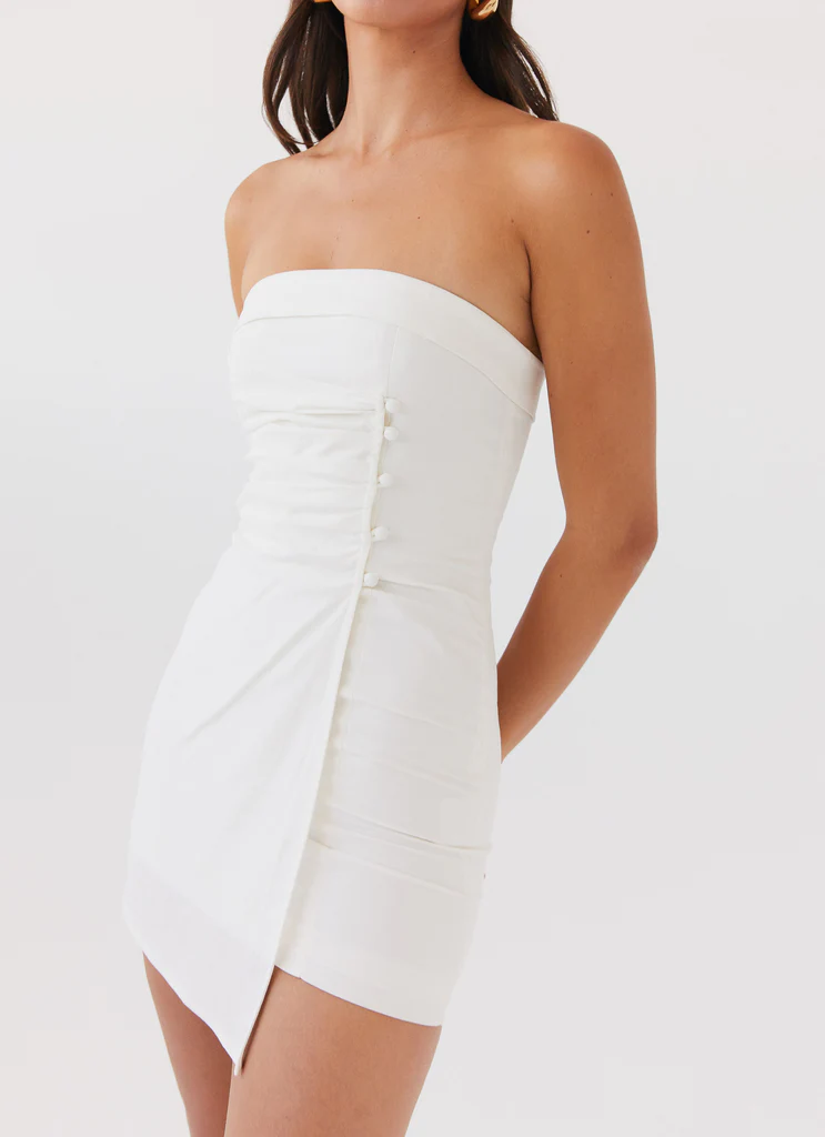Lavinia - Mini Vestito in Lino a Tubo - Bianco