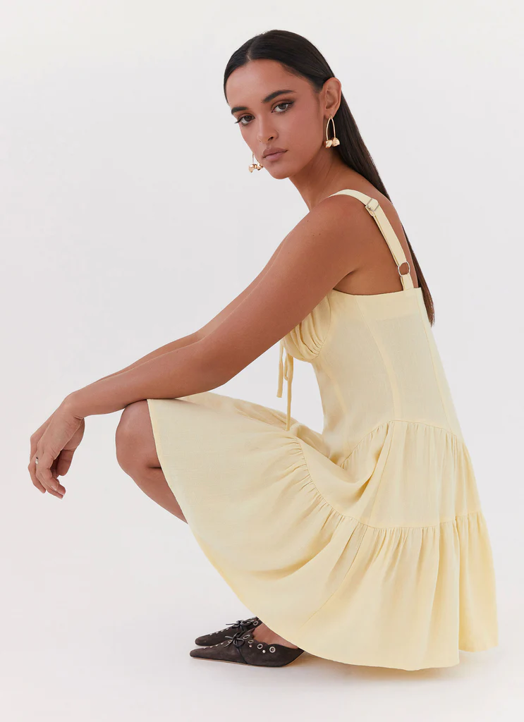 Lucie Abito Mini in Lino - Giallo