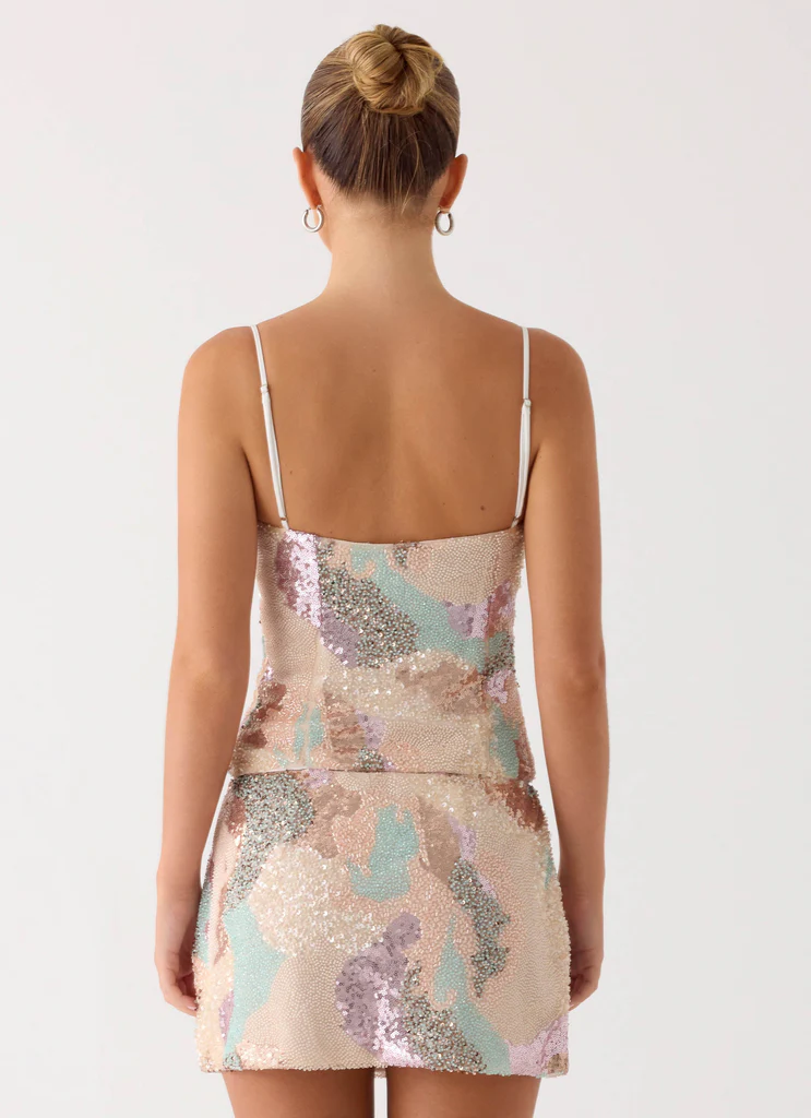 Elyna Mini Vestito con Perline - Paillettes a Vortice
