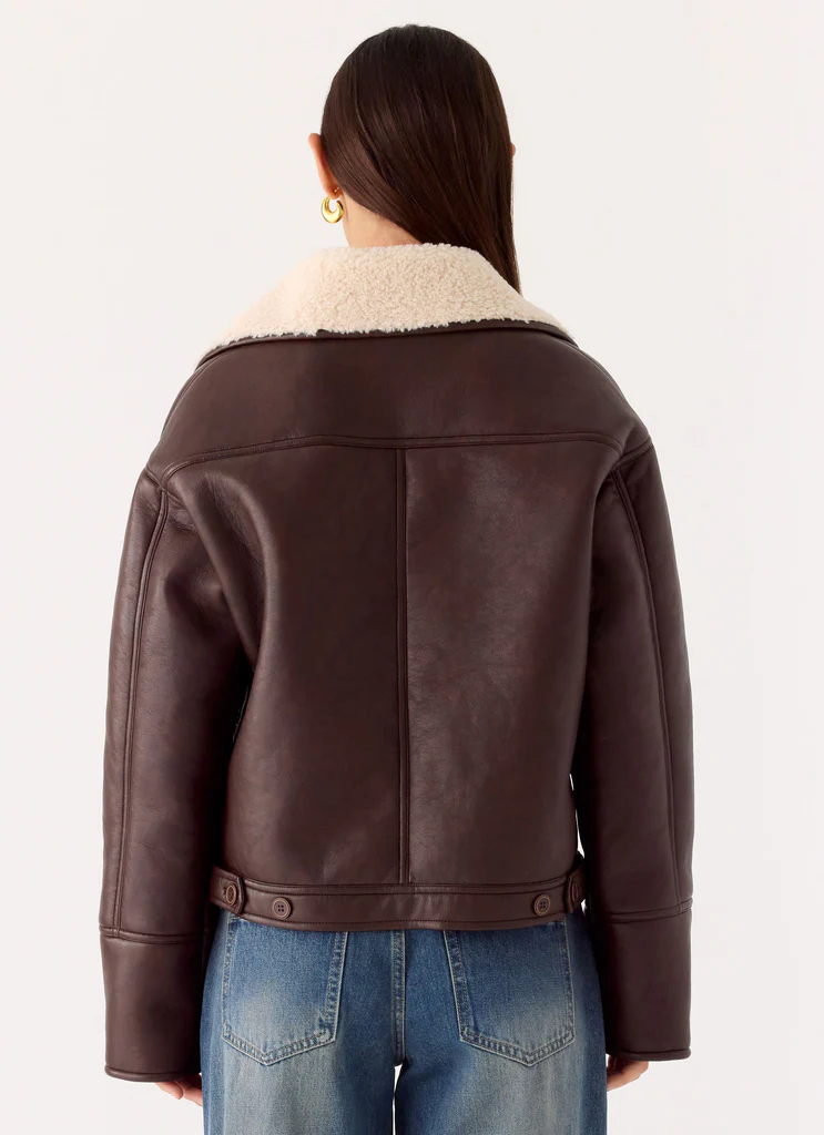 Cappotto Corto Demine a Doppia Faccia - Cioccolato