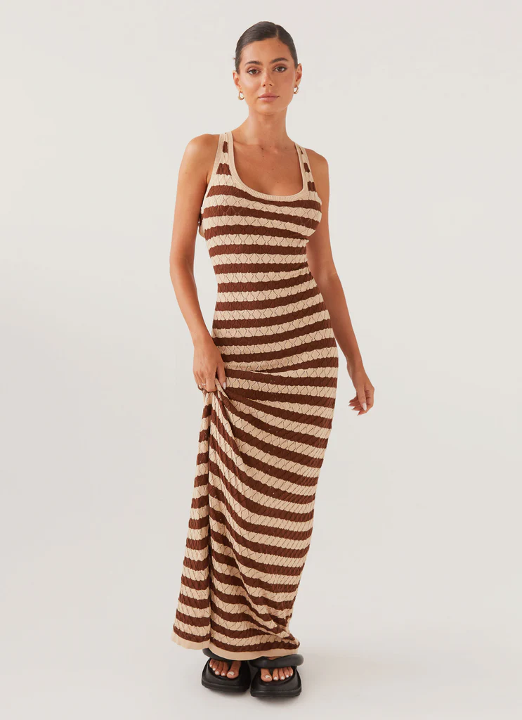 Abito Maxi in Maglia Off The Record - Strisce Cinnamone
