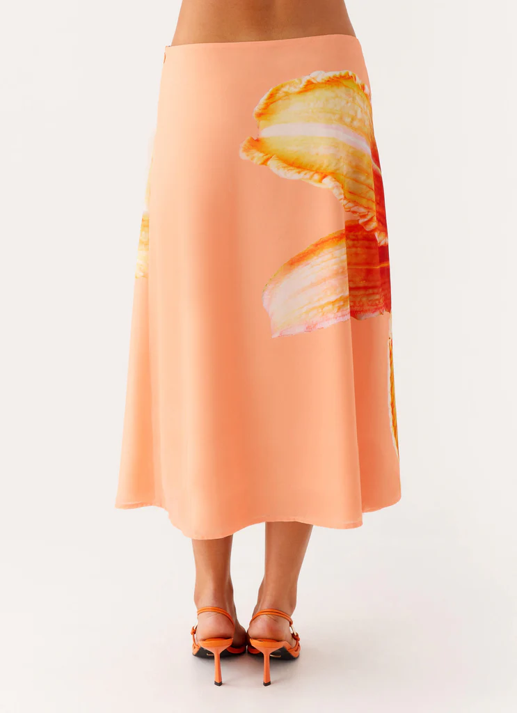 Minigonna Midi Estiva - Fiori Arancione