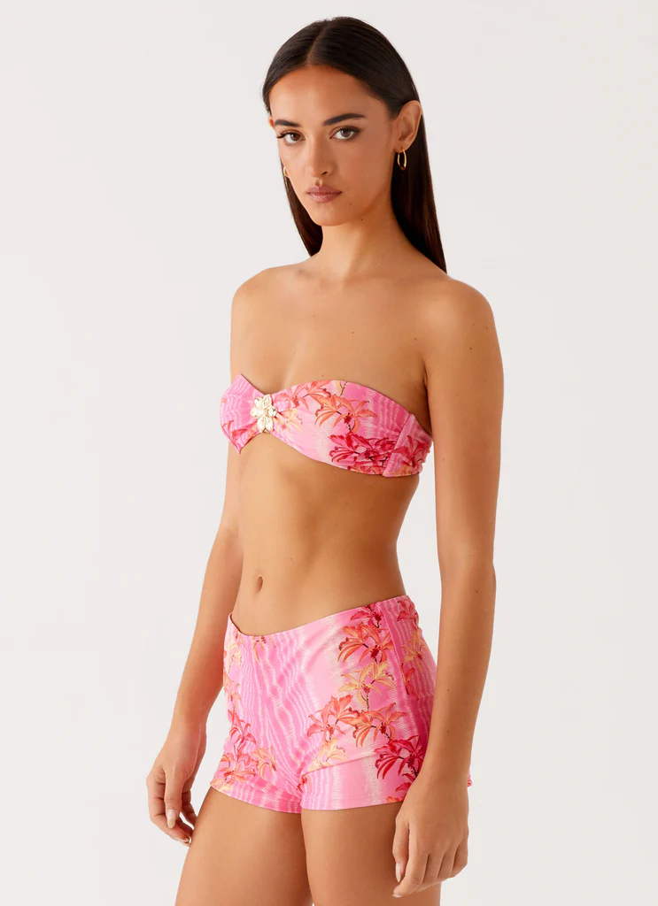 Top per Bikini Tamra Senza Spalline - Stampato Rosa Tropicale