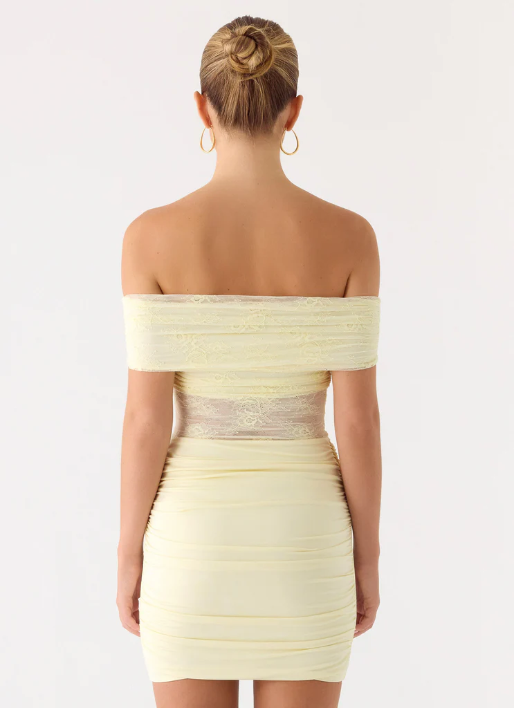 Vestito Mini Scollo a Spalla Libera Either Way - Giallo