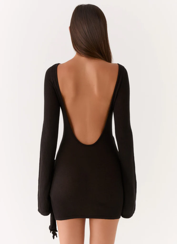 Vestito Minigonna a Maniche Lunghe con Fianchetti Niella - Nero