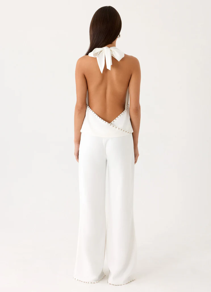 Pantaloni con borchie Ashika - Bianco