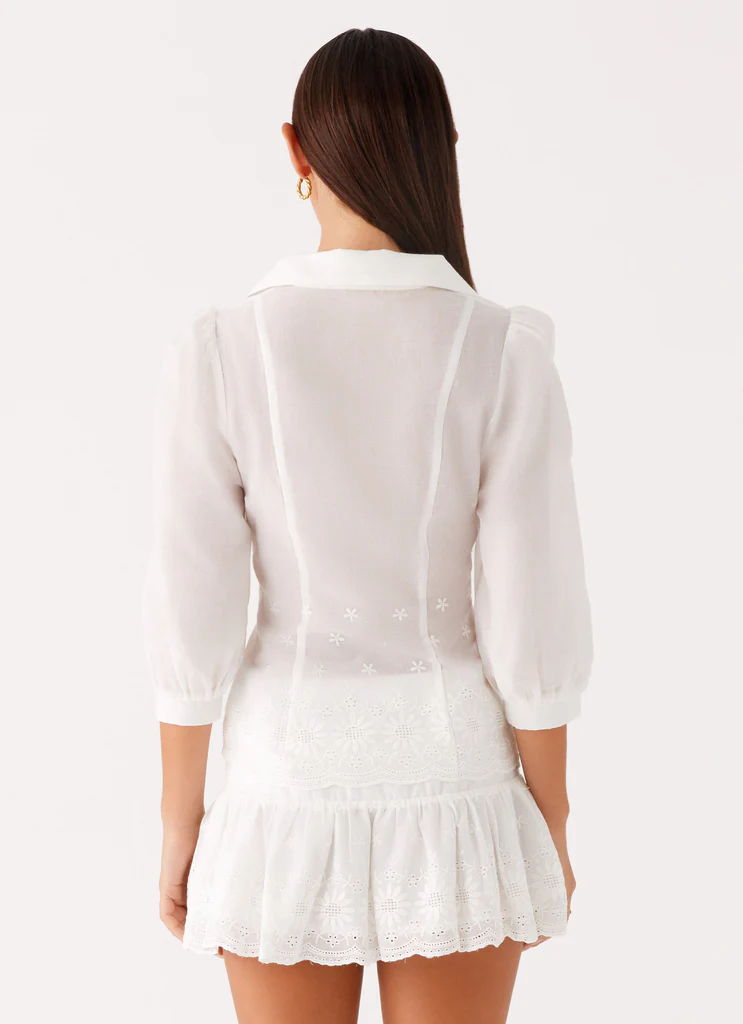 Sync Love Broderie Mini Skirt - Bianco