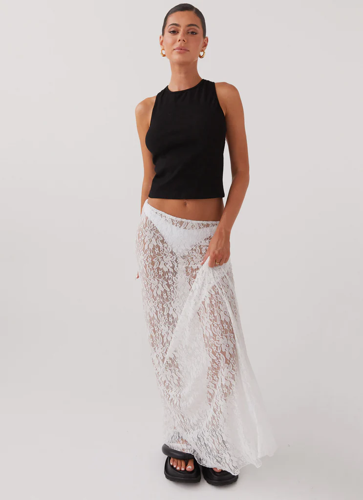 Maxi gonna zucchero con pizzo - Bianco