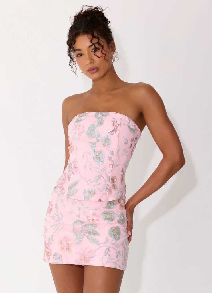Top Corset Senza Spalline Solaire - Rosa