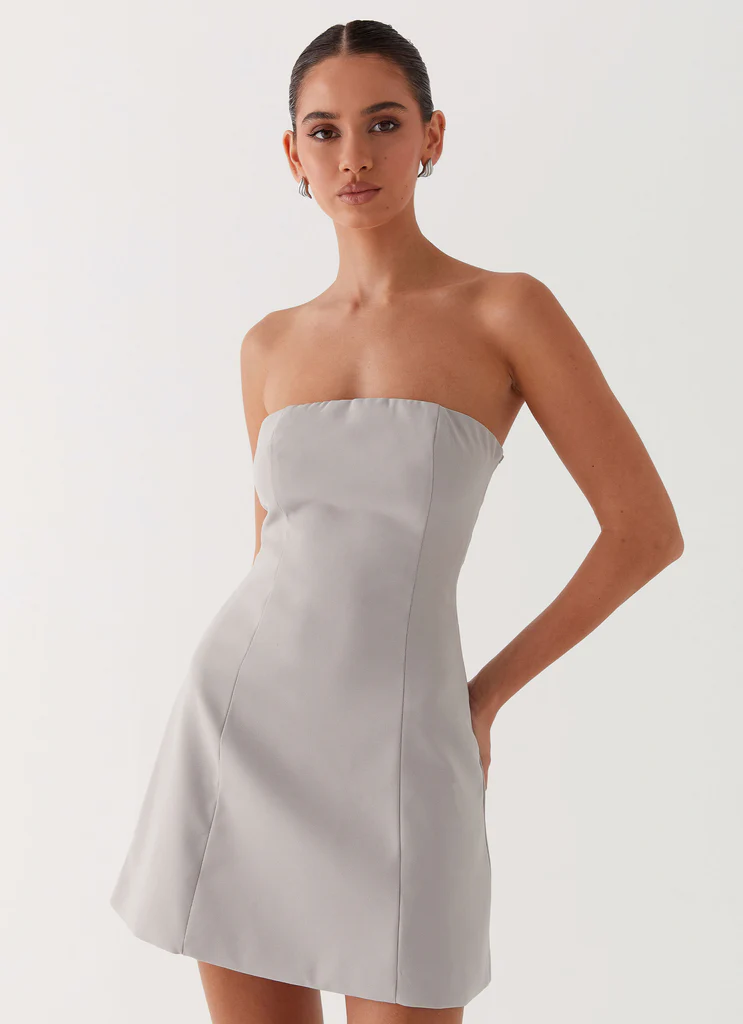 Vestito Mini Senza Spalline Ayanna - Grigio