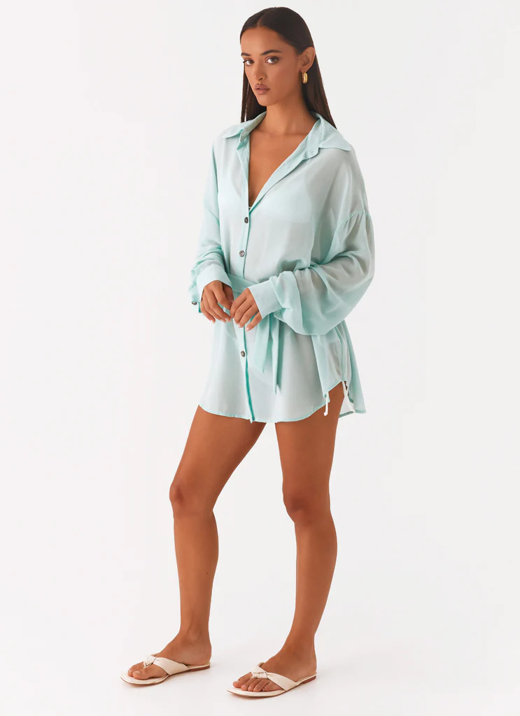 Camicia Oversized in Georgette di Miley - Azzurro Pallido