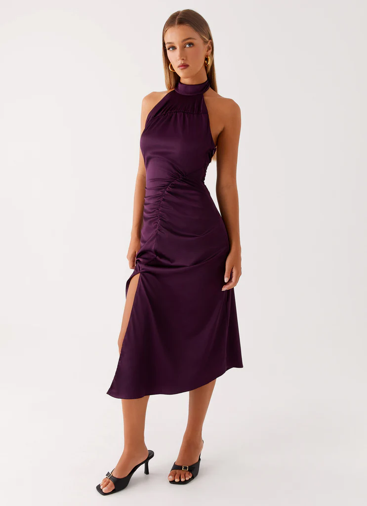 Vestito Midi a Spalline Crochet - Prugna