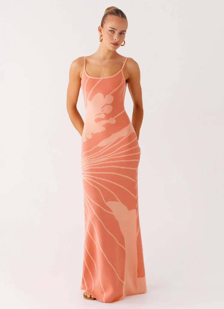 Bliss View Knit Maxi Dress - Pesca