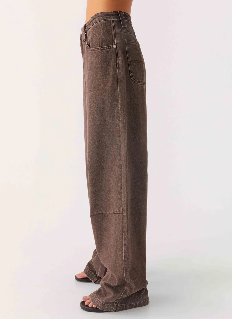 Jeans in Denim a Vita Bassa Midwest - Lavaggio Leggero Cioccolato