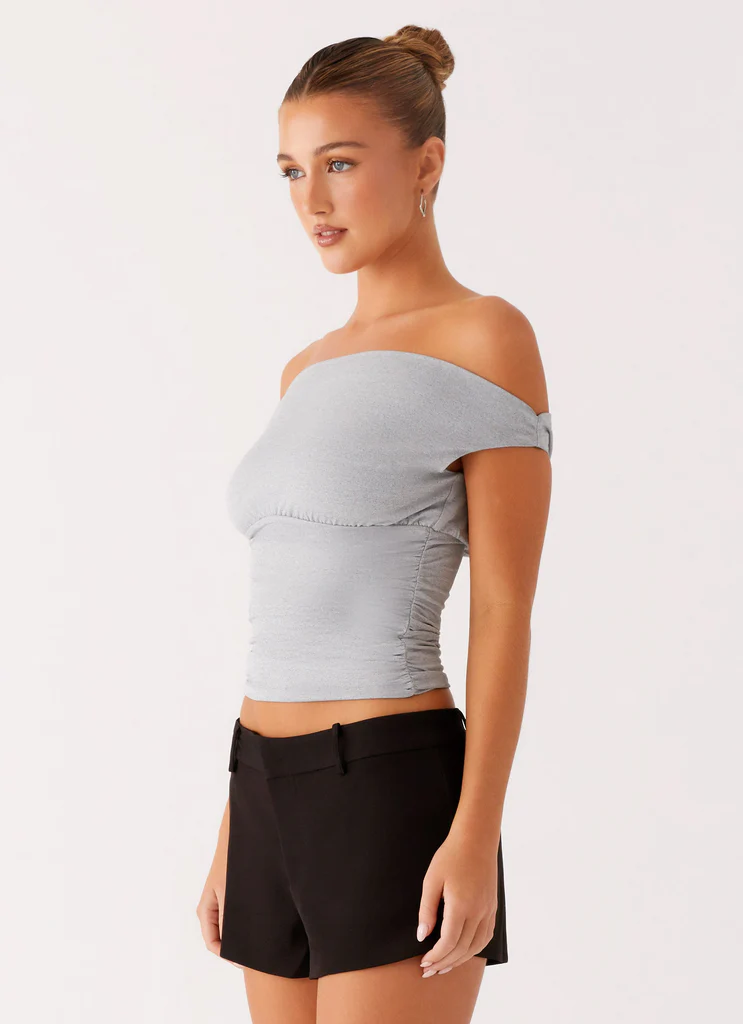 Top Reva a Spalla Scollopata - Grigio