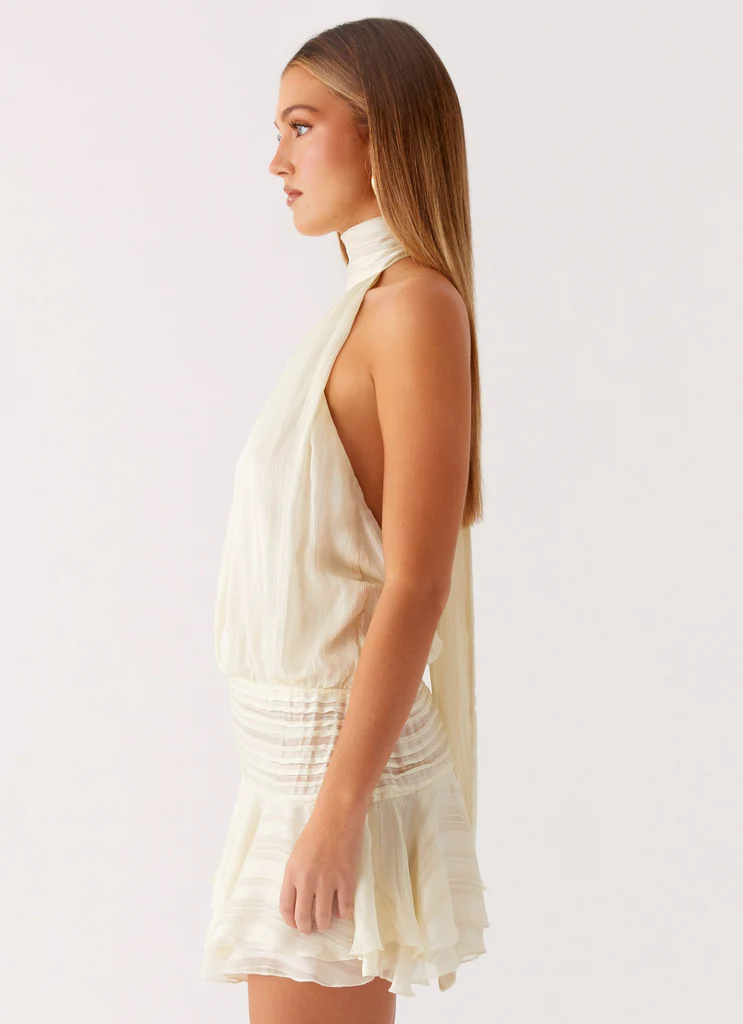 Abito Mini in Chiffon Willow - Avorio
