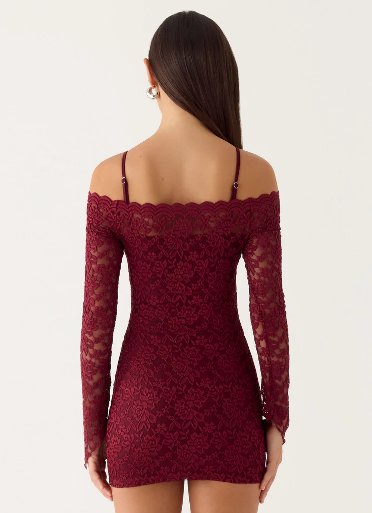 Vestito Mini in Pizzo Just This Once - Merlot