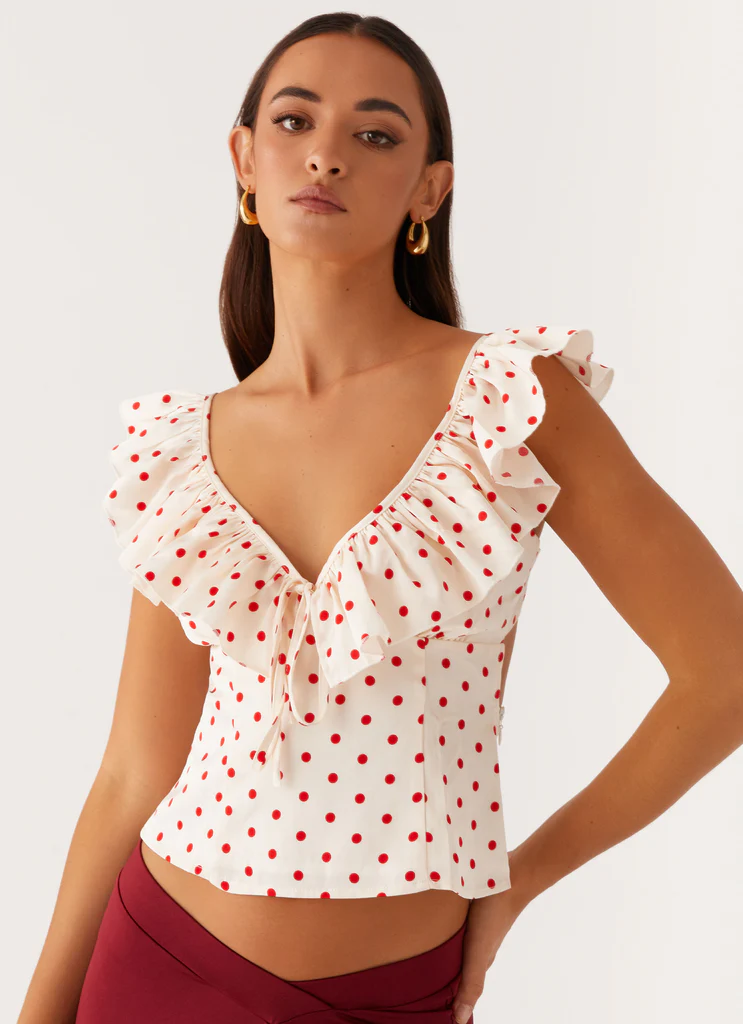 Regan Ruffle Top - Puntini rossi