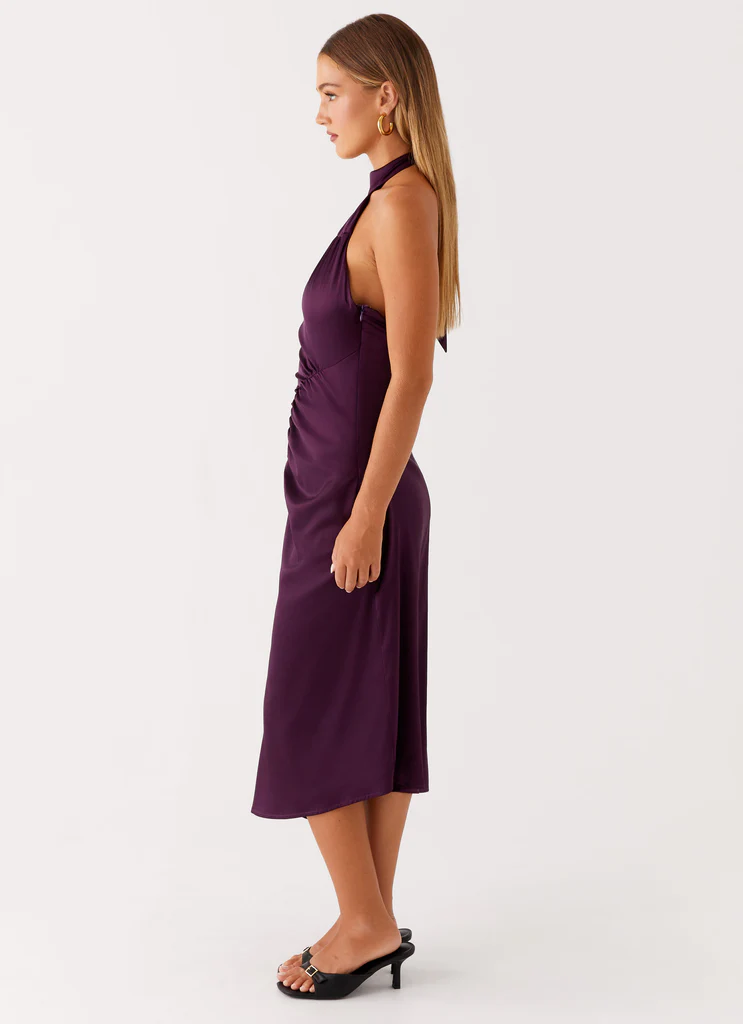 Vestito Midi a Spalline Crochet - Prugna