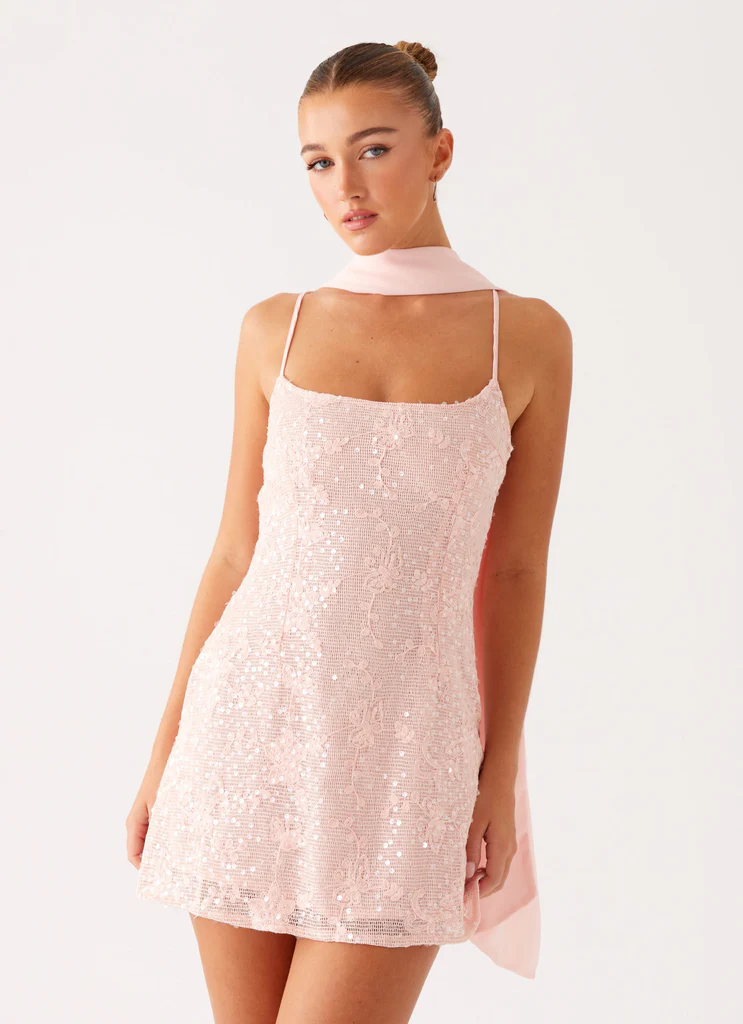 Vestito Mini in Paillettes Vision - Rosa