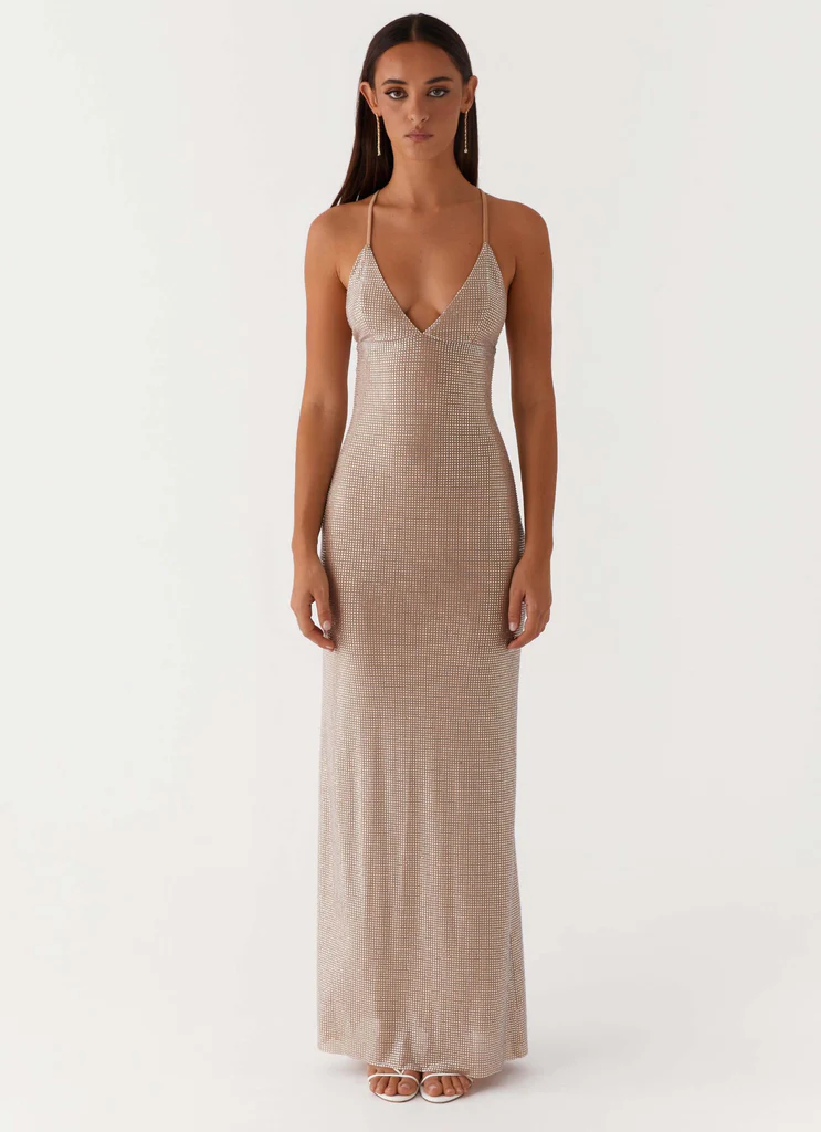 Abito Maxi in Rete con Perline Tula - Diamante Argento