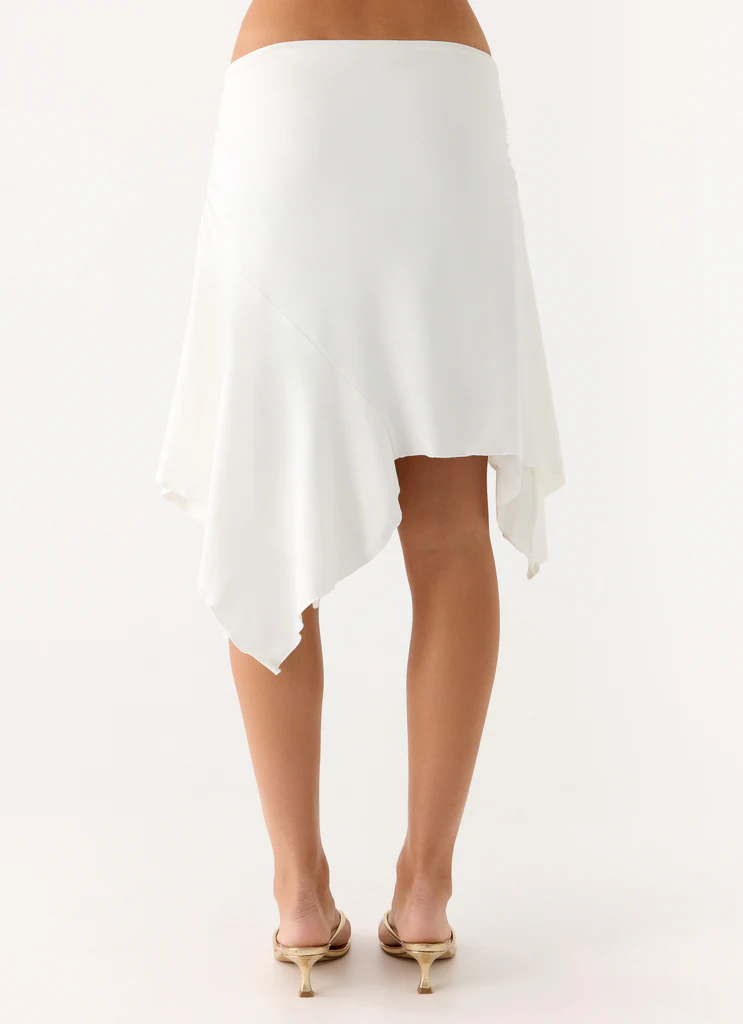 Maxina Asymmetrical Midi Skirt - Bianco