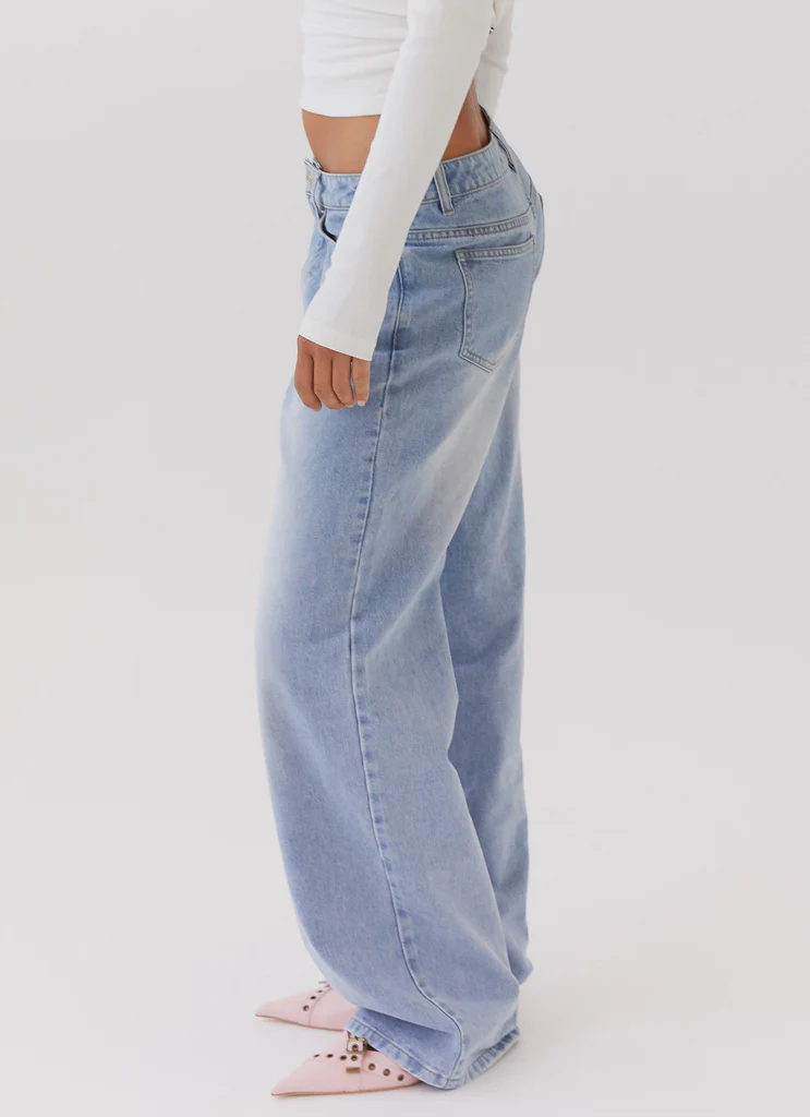 Jeans in Denim Keanna a Vita Bassa - Blu Chiaro