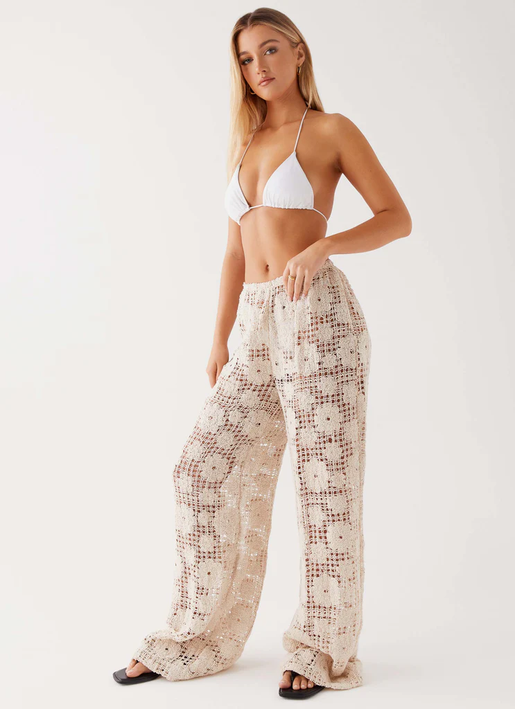 Pantaloni in pizzo Shell Beach - Avorio
