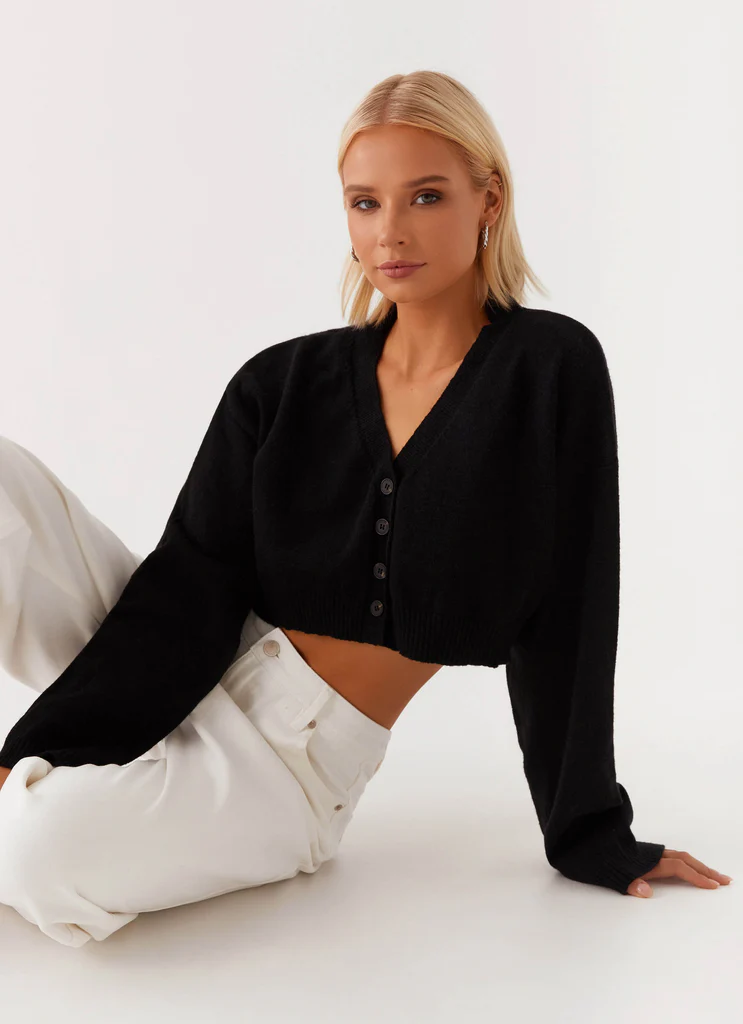 Cardigan Crop Indefinito - Nero