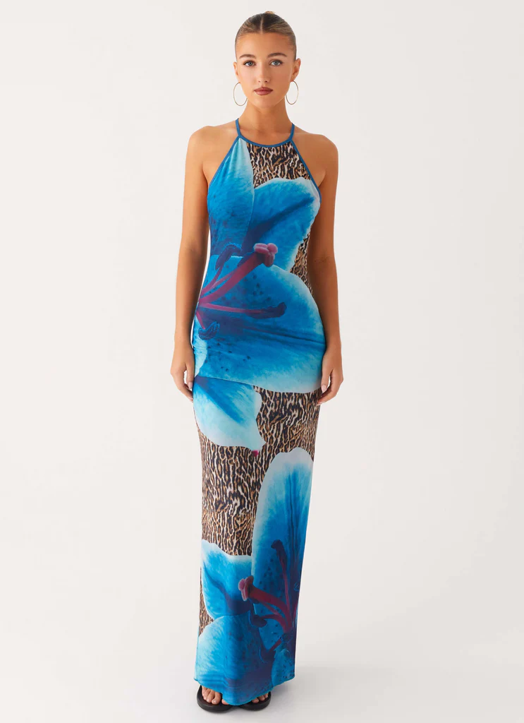Abito Maxi Sandy Siren - Fiori e Disegno di Ghepardo