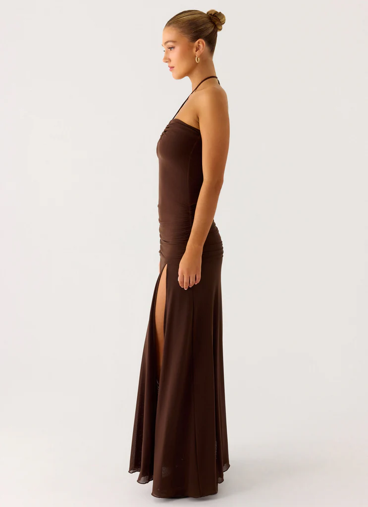 Abito Maxi con Ruches Callie - Cioccolato