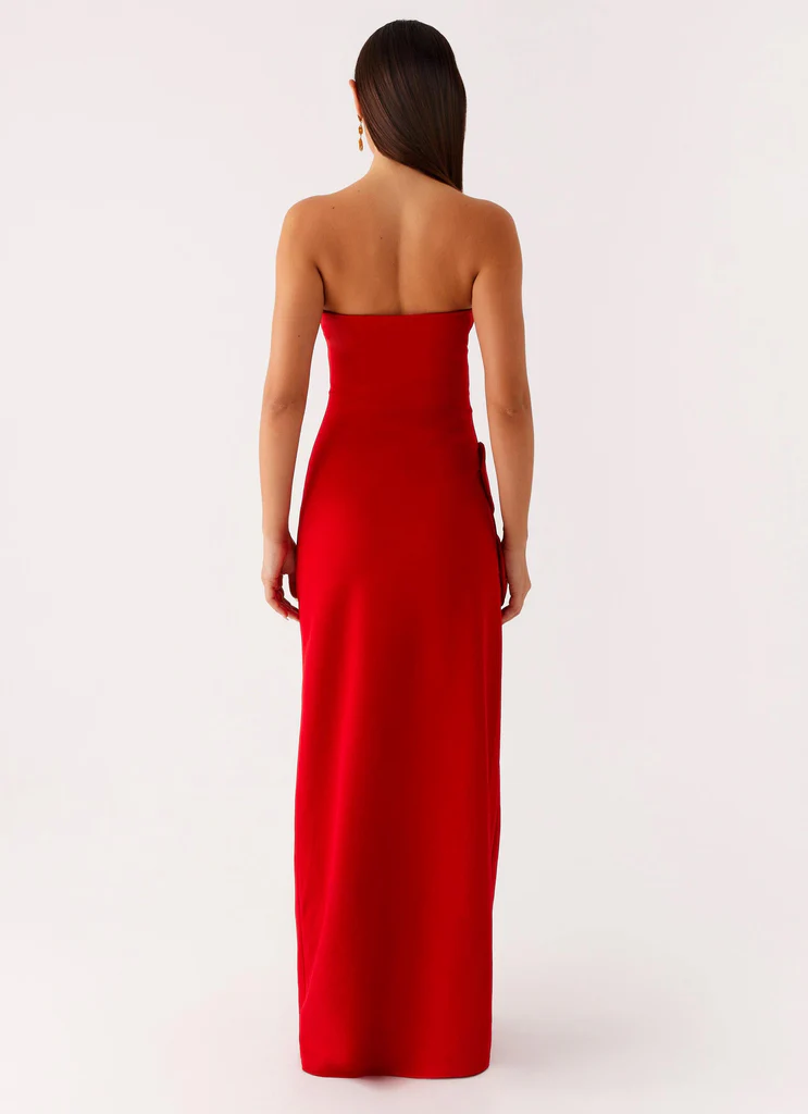 Hilton Vestito Maxi Senza Spalline - Rosso